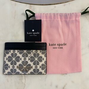 kate spade Black & Cream Floral Logo Cardholder
